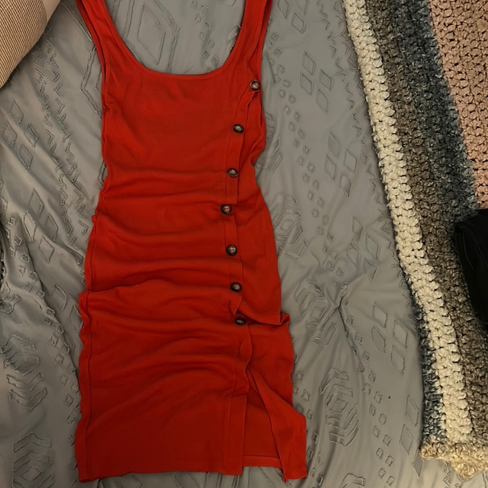 Tight red mini dress